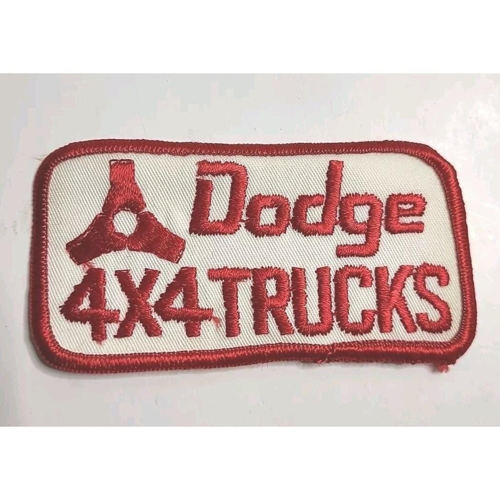 Dodge Truck 4x4 Vintage Patch Red White Sew On Auto Accessory New Old Stock